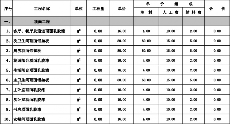 一,北京家庭装修顶面工程预算报价表 _装修图库
